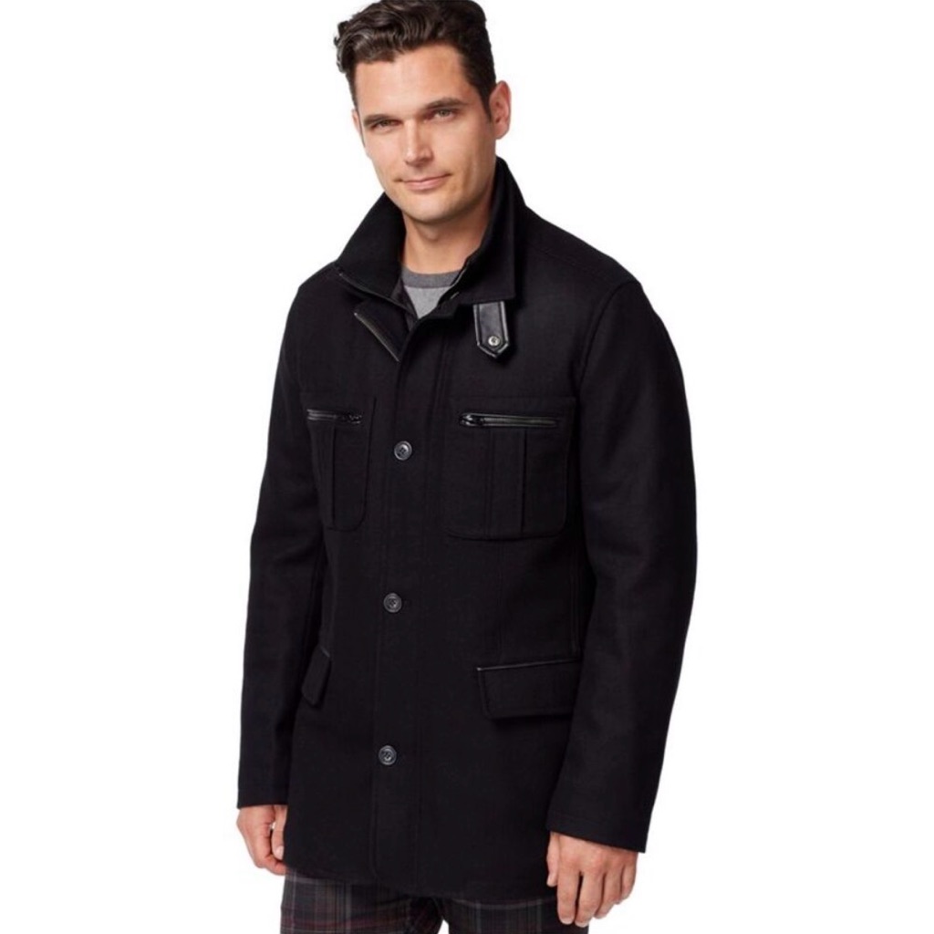 Cole Haan Wool Blend Mens Jacket Size Xl Professional Car Coat Heavy Weight